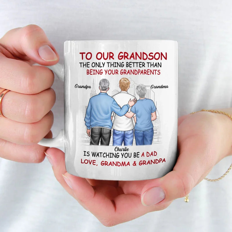 Custom Name Grandson Gifts for New Dads - Personalized Mugs