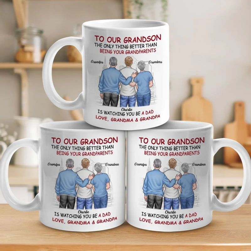 Custom Name Grandson Gifts for New Dads - Personalized Mugs