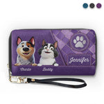 Custom Pet Name Dog and Cat Gifts for Pet Lovers - Personalized Leather Long Wallet