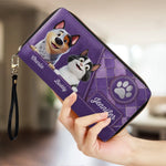 Custom Pet Name Dog and Cat Gifts for Pet Lovers - Personalized Leather Long Wallet