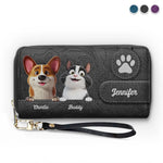 Custom Name Dog and Cat Gifts for Pet Lovers - Personalized Leather Long Wallet