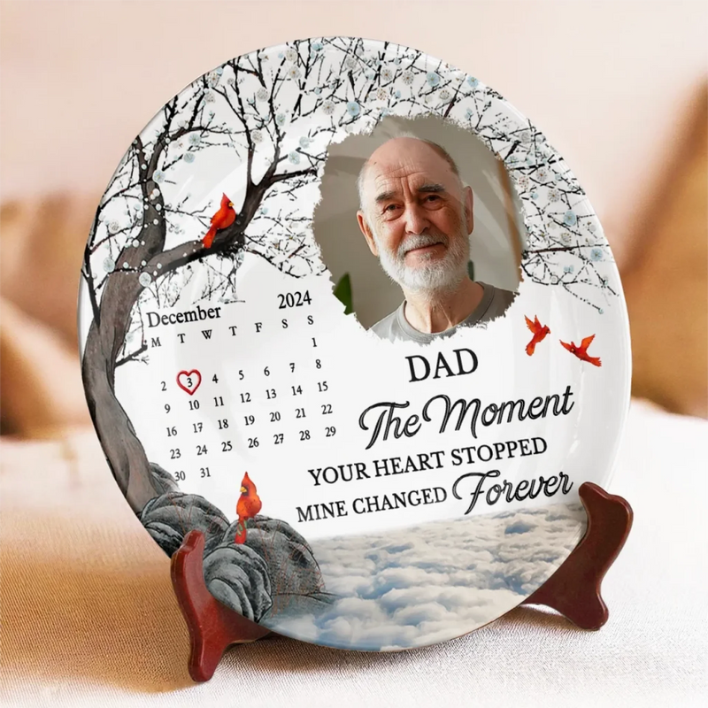 Custom Photo Your Memory Will Never Fade - Memorial Personalized Custom Ceramic Plate - Sympathy Gift For Family Members