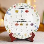 First Mom Now Grandma Floral Gift for Grandmothers - Ceramic Plate