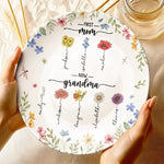 First Mom Now Grandma Floral Gift for Grandmothers - Ceramic Plate
