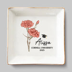 Custom Name Floral Graduation Gifts - Personalized Jewelry Dish