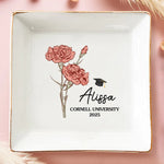 Custom Name Floral Graduation Gifts - Personalized Jewelry Dish