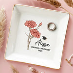 Custom Name Floral Graduation Gifts - Personalized Jewelry Dish