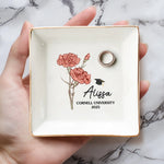 Custom Name Floral Graduation Gifts - Personalized Jewelry Dish