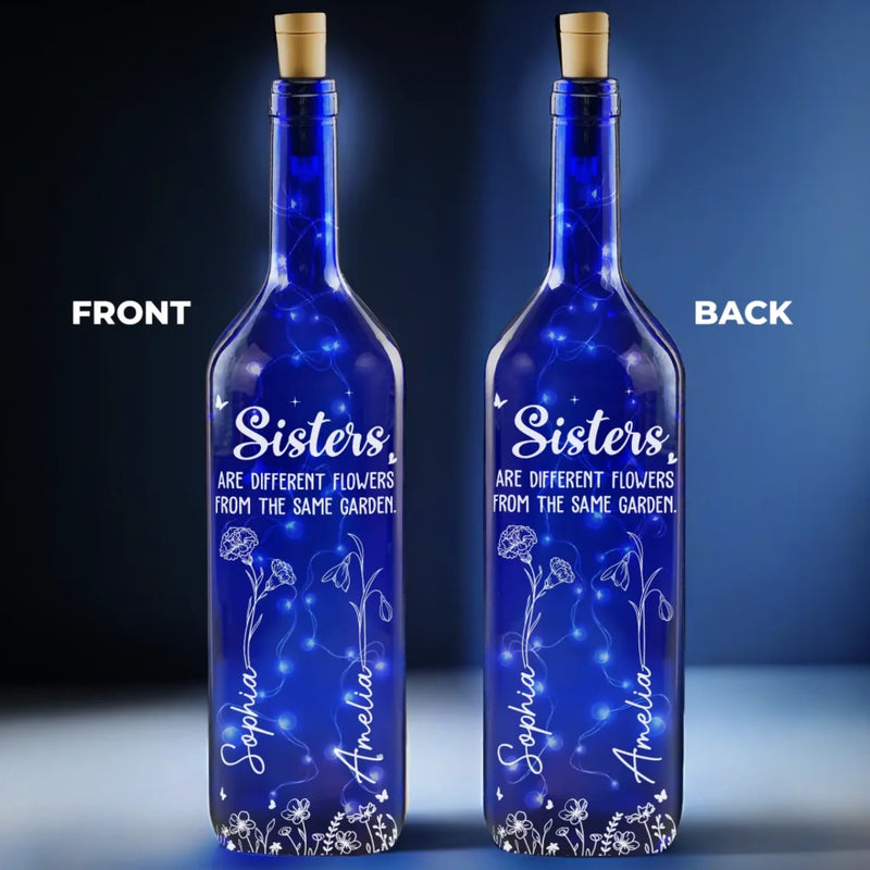 Custom Name Sister Gifts - Personalized Blue Bottle Lamp