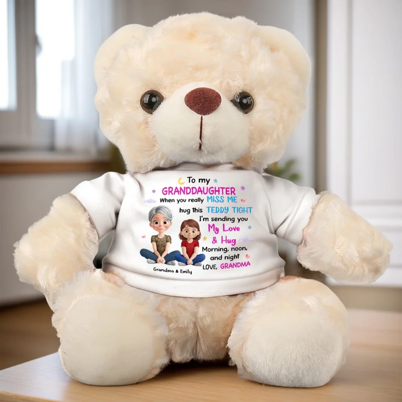 The Best Hugs Come From Grandma - Family Personalized Custom Teddy Bear Plush - Gift For Family Members