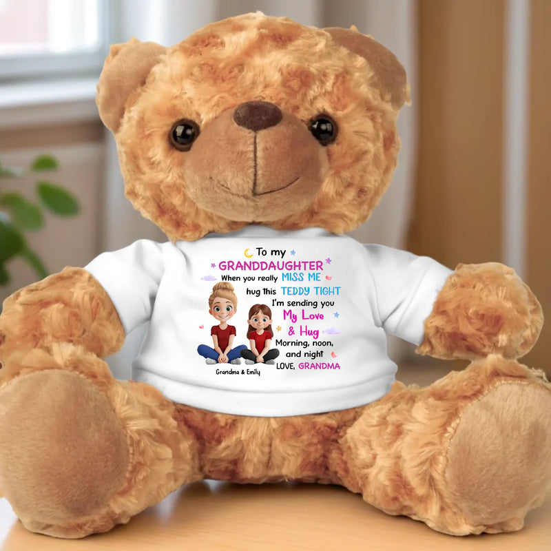 Custom Name Grandma Gifts for Granddaughter - Personalized Teddy Bear Plush