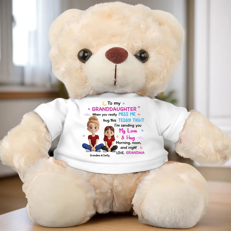 The Best Hugs Come From Grandma - Family Personalized Custom Teddy Bear Plush - Gift For Family Members