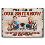 Custom Name Funny Alcohol and Dog Lover Couple Gifts - Personalized Metal Sign