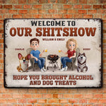 Custom Name Funny Alcohol and Dog Lover Couple Gifts - Personalized Metal Sign