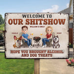 Custom Name Funny Alcohol and Dog Lover Couple Gifts - Personalized Metal Sign