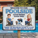 Custom Name Poolside Gifts for Couples - Personalized Metal Sign