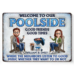 Custom Name Poolside Gifts for Couples - Personalized Metal Sign