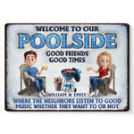 Custom Name Poolside Gifts for Couples - Personalized Metal Sign