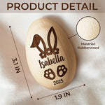 Custom Name Bunny Easter Gift - Personalized Wooden Egg Shaker