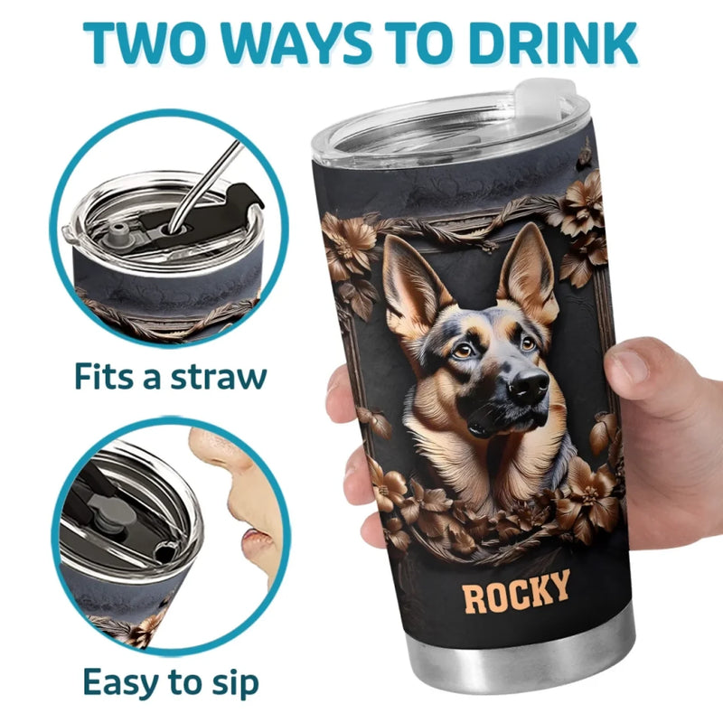 Furry Guardian At Your Service - Dog Personalized Custom 3D Inflated Effect Printed Tumbler - Gift For Pet Owners, Pet Lovers