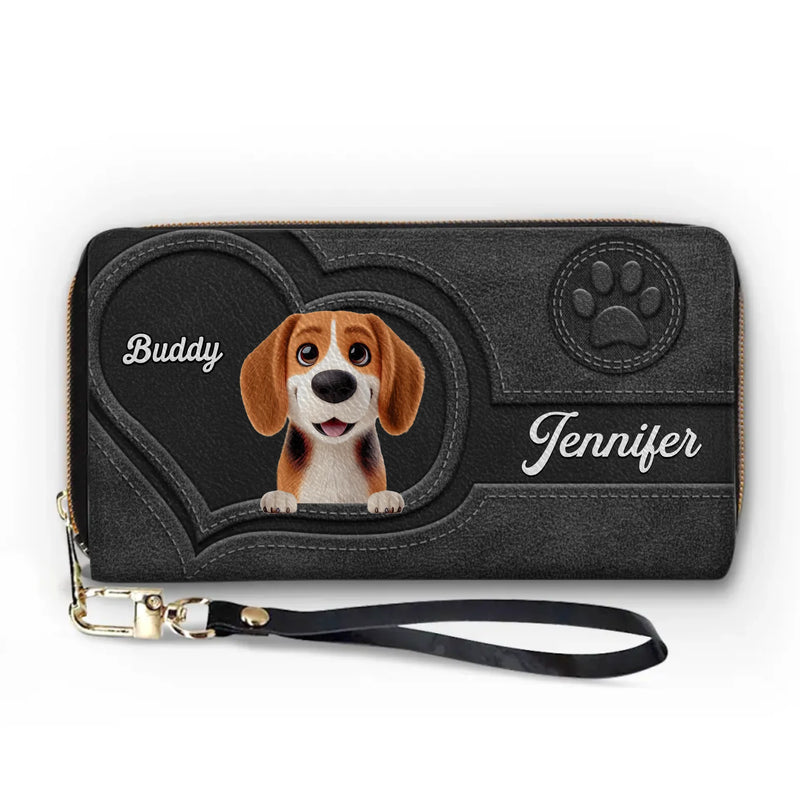 Custom Pet Photo Dog Lover Gifts - Personalized Leather Long Wallet