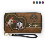 Custom Pet Photo Dog Lover Gifts - Personalized Leather Long Wallet