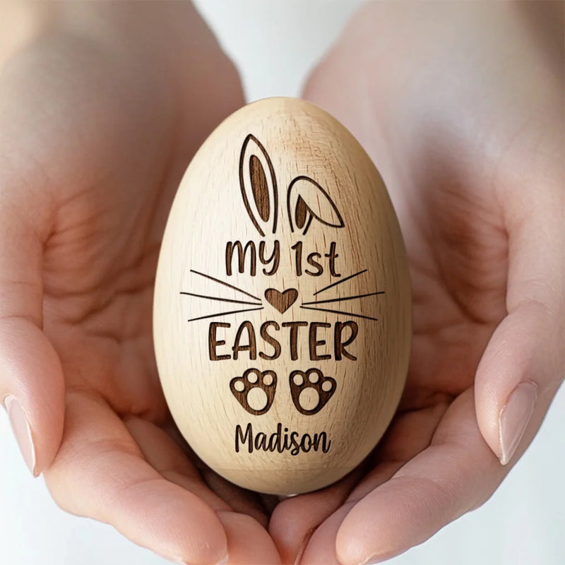 A Special Easter Memory - Family Personalized Custom Wooden Egg Shaker - Easter Gift For Baby Kids, Newborn Baby