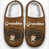 Love Grows In Grandma’s Heart - Family Personalized Custom Fluffy Slippers - Mother's Day, Gift For Mom, Grandma