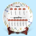 First Mom Now Grandma Floral Gift for Grandmothers - Ceramic Plate