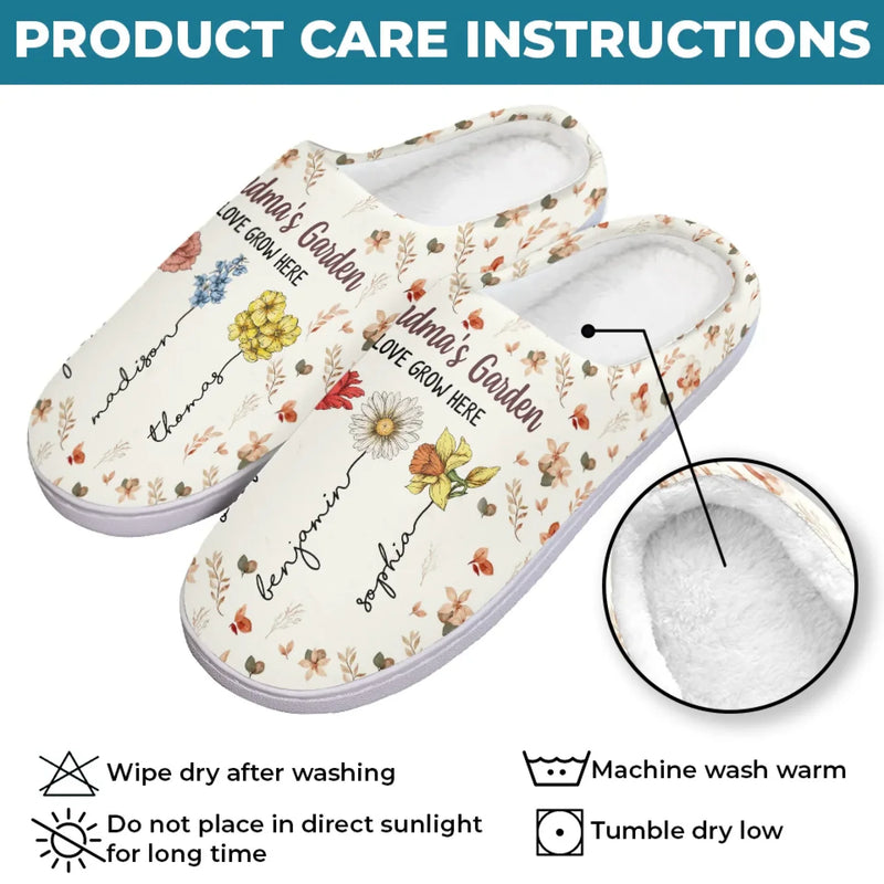 Walk In Love, Walk In Comfort - Family Personalized Custom Fluffy Slippers - Mother's Day, Gift For Mom, Grandma