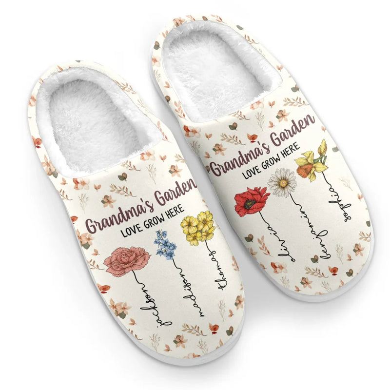 Walk In Love, Walk In Comfort - Family Personalized Custom Fluffy Slippers - Mother's Day, Gift For Mom, Grandma