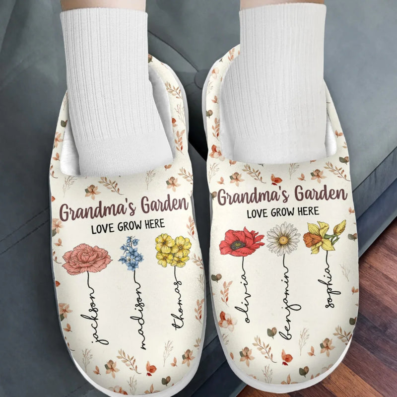 Walk In Love, Walk In Comfort - Family Personalized Custom Fluffy Slippers - Mother's Day, Gift For Mom, Grandma