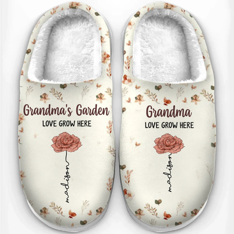 Walk In Love, Walk In Comfort - Family Personalized Custom Fluffy Slippers - Mother's Day, Gift For Mom, Grandma