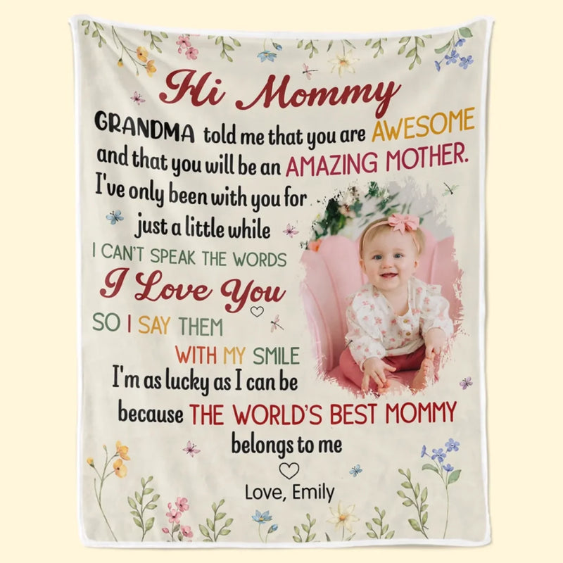 Custom Photo The World’s Best Mommy Belongs To Me - Family Personalized Custom Blanket - Mother's Day, Baby Shower Gift, Gift For First Mom