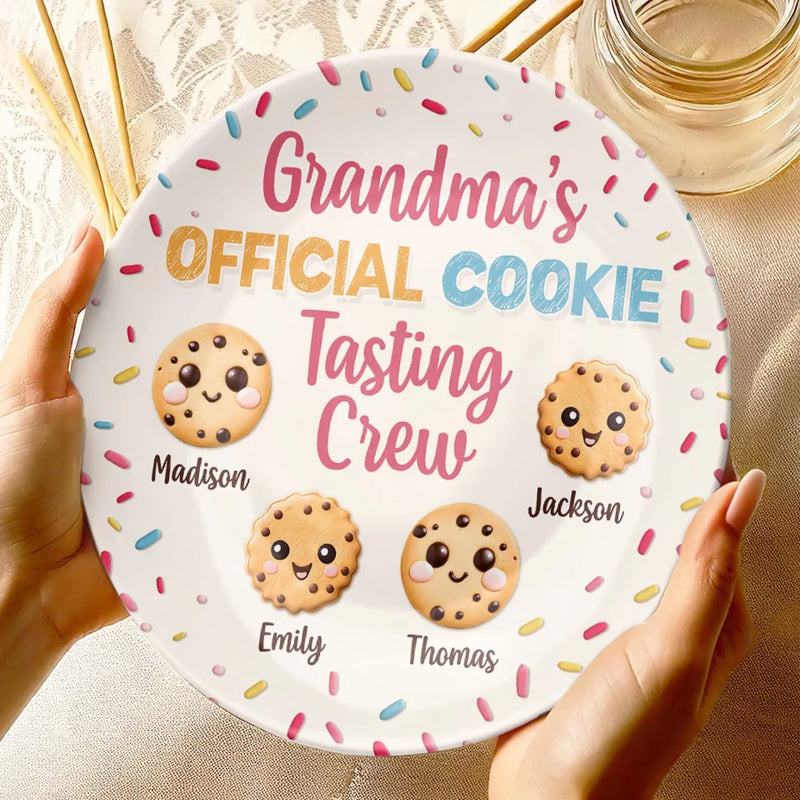 Mom’s Official Cookie Taster - Family Personalized Custom Ceramic Plate - Mother's Day, Gift For Mom, Grandma