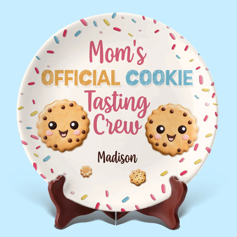Mom’s Official Cookie Taster - Family Personalized Custom Ceramic Plate - Mother's Day, Gift For Mom, Grandma