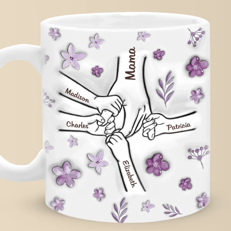 Grandma Holds Our Hearts Forever - Family Personalized Custom 3D Inflated Effect Printed Mug - Mother's Day, Gift For Mom, Grandma
