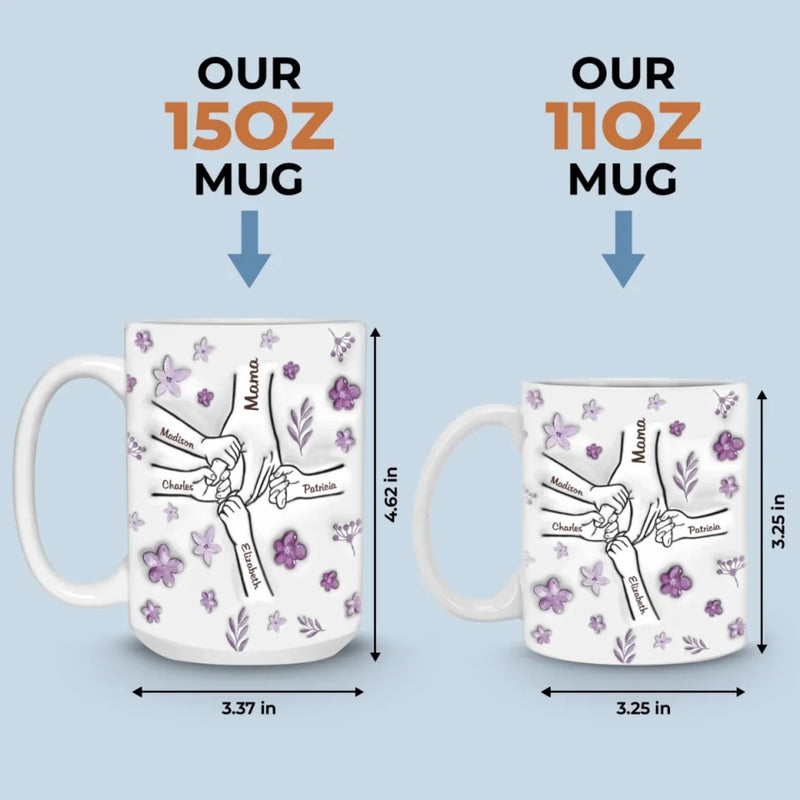 Custom Name Family Hands Gifts for Mom - Personalized Mugs