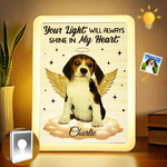Custom Pet Photo Angel Dog Memorial Decor - Personalized Mirror LED Light