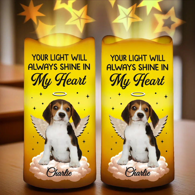 Custom Photo Forever Shining, Forever Loved - Memorial Personalized Custom LED Projection Flameless Candle - Sympathy Gift For Pet Owners, Pet Lovers