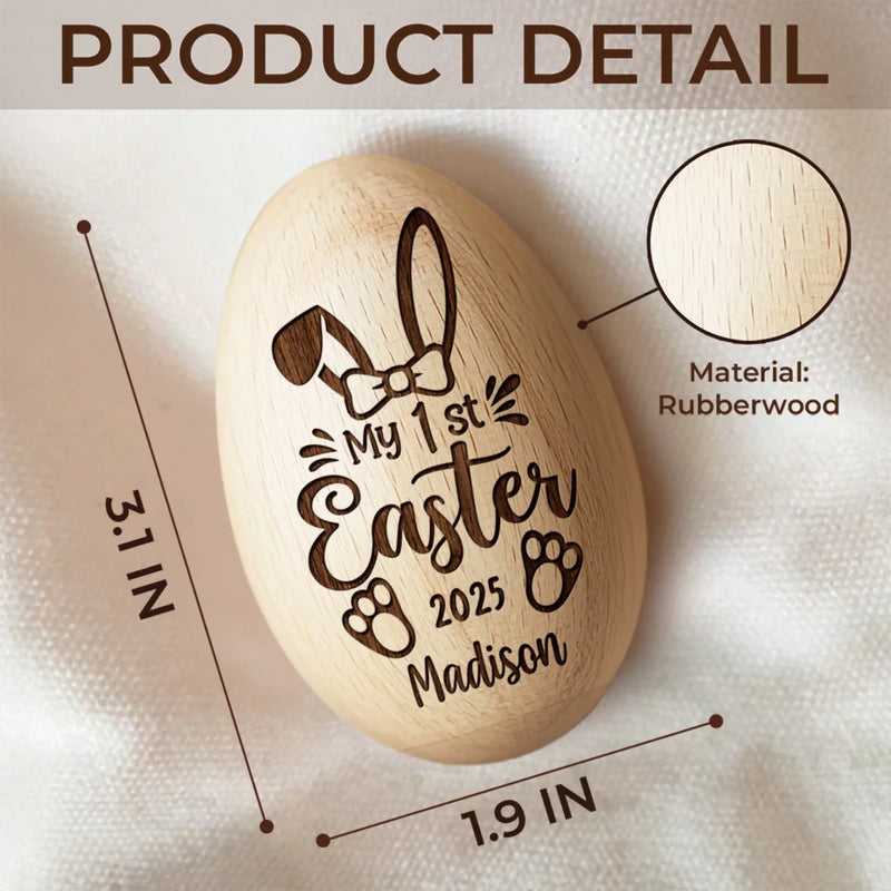 Custom Name First Easter Baby Gifts - Personalized Wooden Egg Shaker