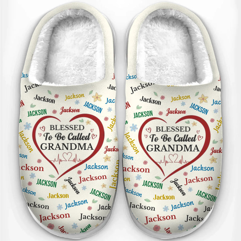 Custom Name Blessed Grandma Gifts - Personalized Fluffy Slipper