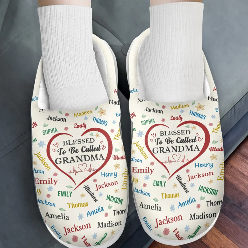 Custom Name Blessed Grandma Gifts - Personalized Fluffy Slipper