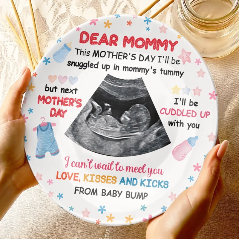 Custom Ultrasound Photo Mother's Day Gifts for Moms - Personalized Ceramic Plate