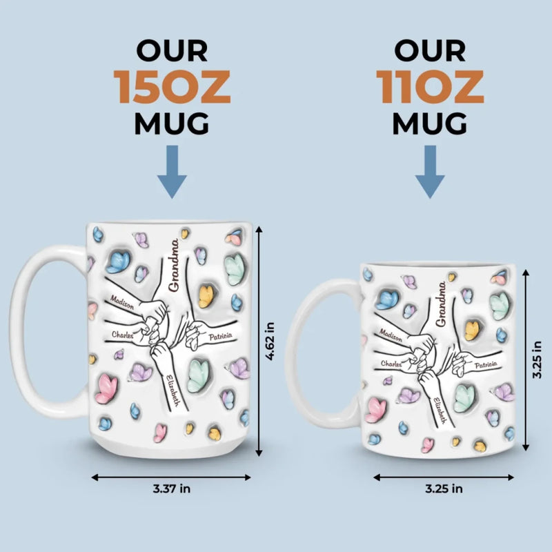 Custom Name Grandma Butterfly Gifts - Personalized Mug