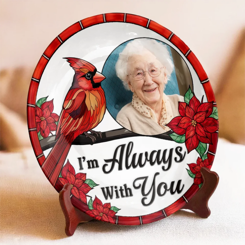 Custom Photo Cardinal Memorial Keepsake - Personalized Ceramic Plate