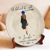 She Believed, She Achieved - Family Personalized Custom Ceramic Plate - Graduation Gift For Family Members, Siblings, Brothers, Sisters