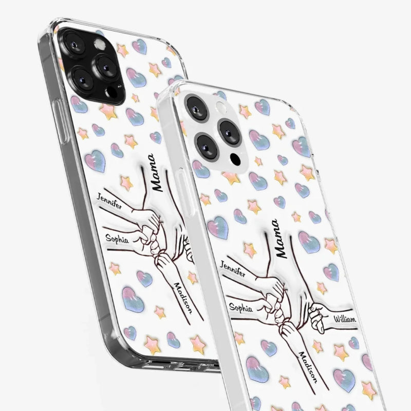 A Bond That Warms The Heart - Family Personalized Custom 3D Inflated Effect Printed Clear Phone Case - Mother's Day, Gift For Mom, Grandma
