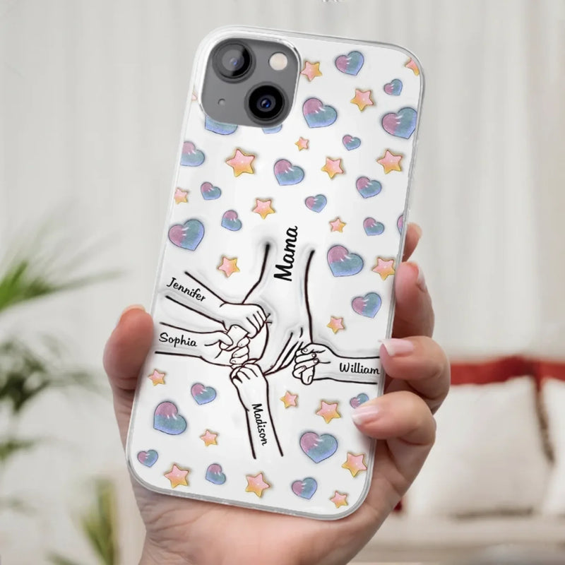 A Bond That Warms The Heart - Family Personalized Custom 3D Inflated Effect Printed Clear Phone Case - Mother's Day, Gift For Mom, Grandma