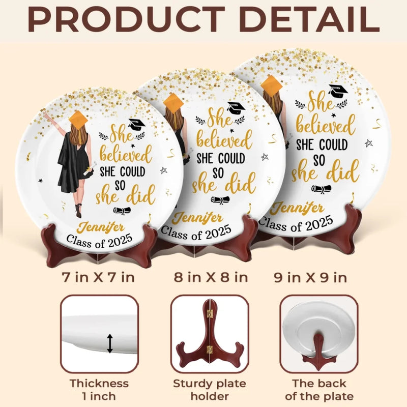 Cheers To New Beginnings - Family Personalized Custom Ceramic Plate - Graduation Gift For Family Members, Siblings, Brothers, Sisters